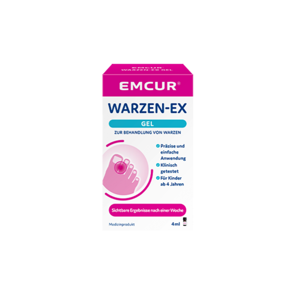 Die Packung des Emcur Warzen-Ex-Gel.