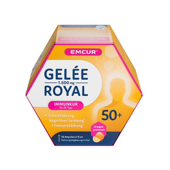 Packung des Emcur® Gelée Royal 1.500 mg 50+ Orange