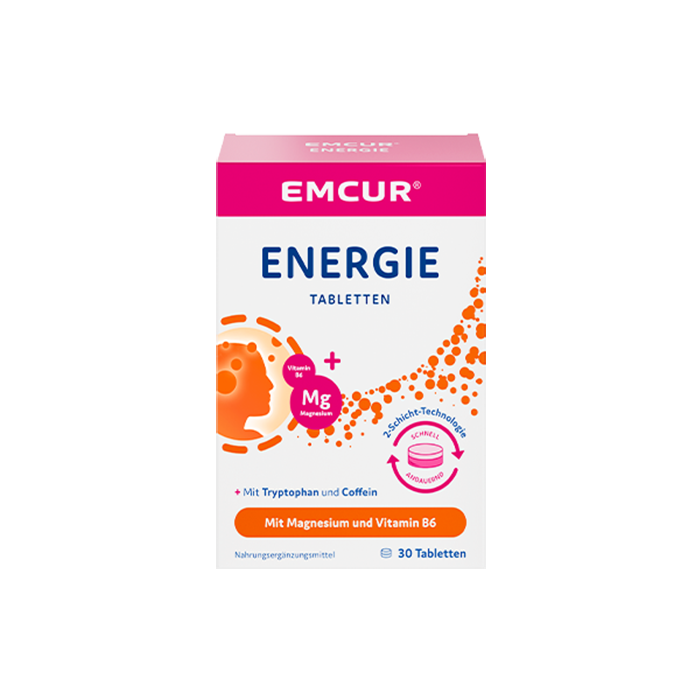 Die Verpackung der Emcur® Energie Tabletten.