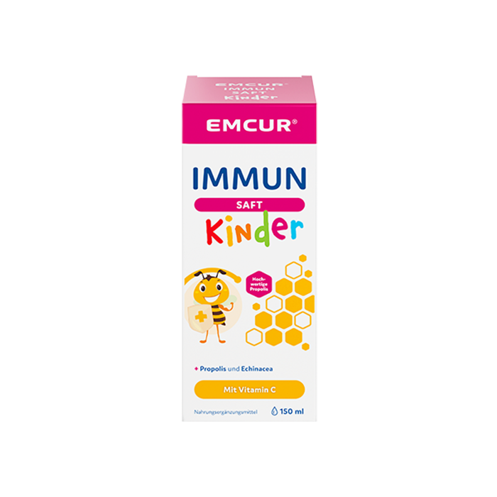 Die Packung des Emcur Immun Saftes für Kinder.