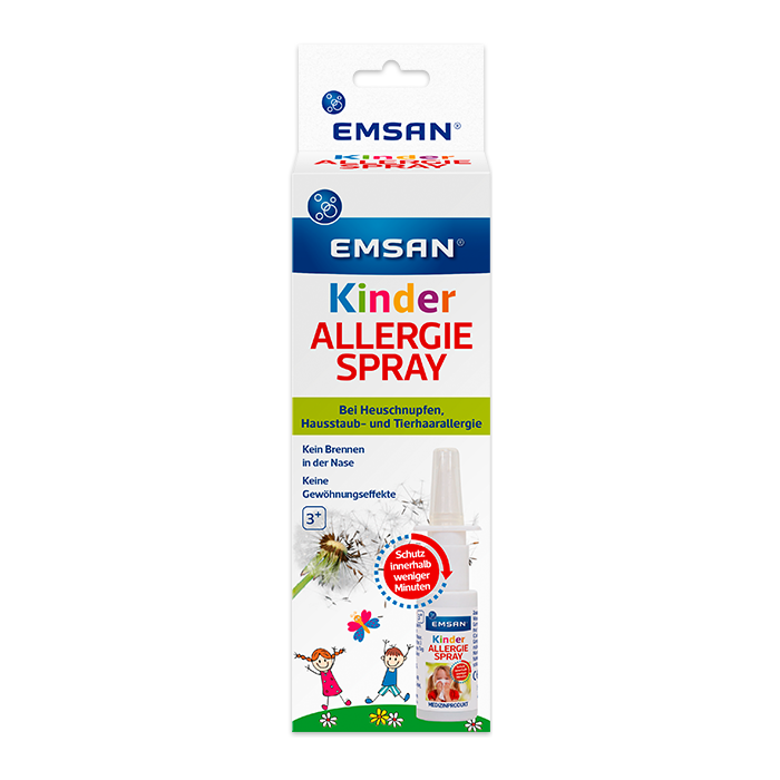 Die Verpackung des Emsan® Kinderallergiesprays.